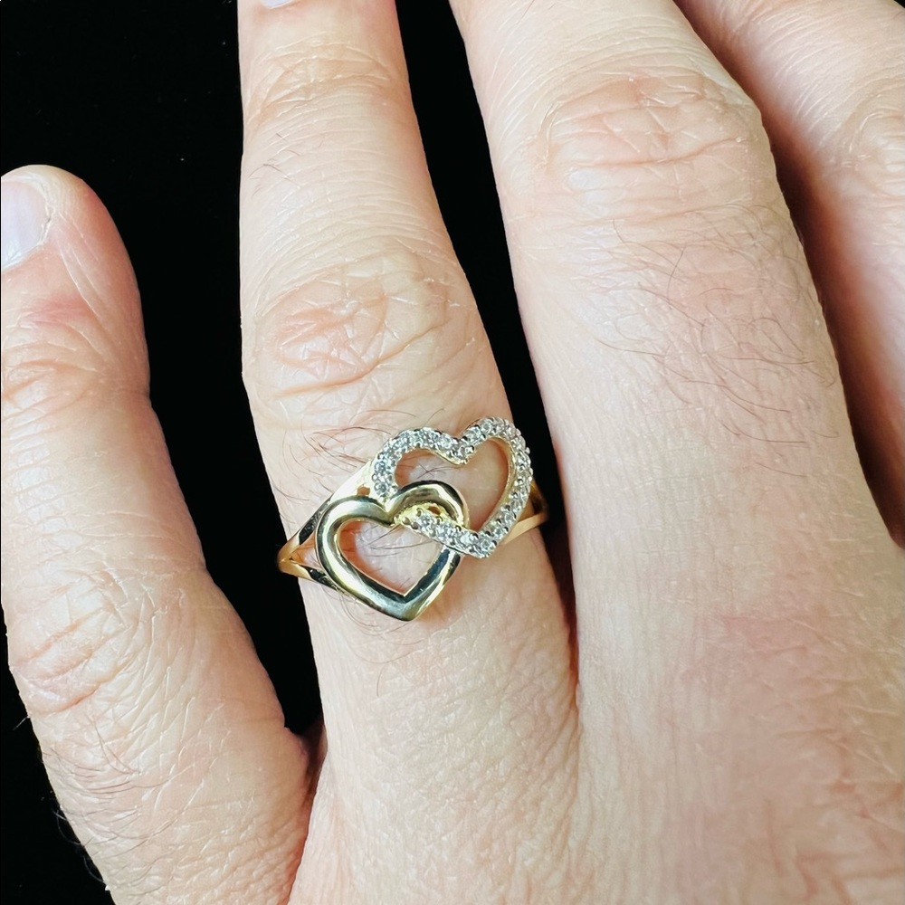 10k gold twin heart ring
